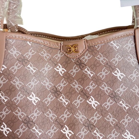 NEW - Sam Edelman Medium Harper Monogram Shopper Tote One Size, TAUPE - Picture 9 of 9